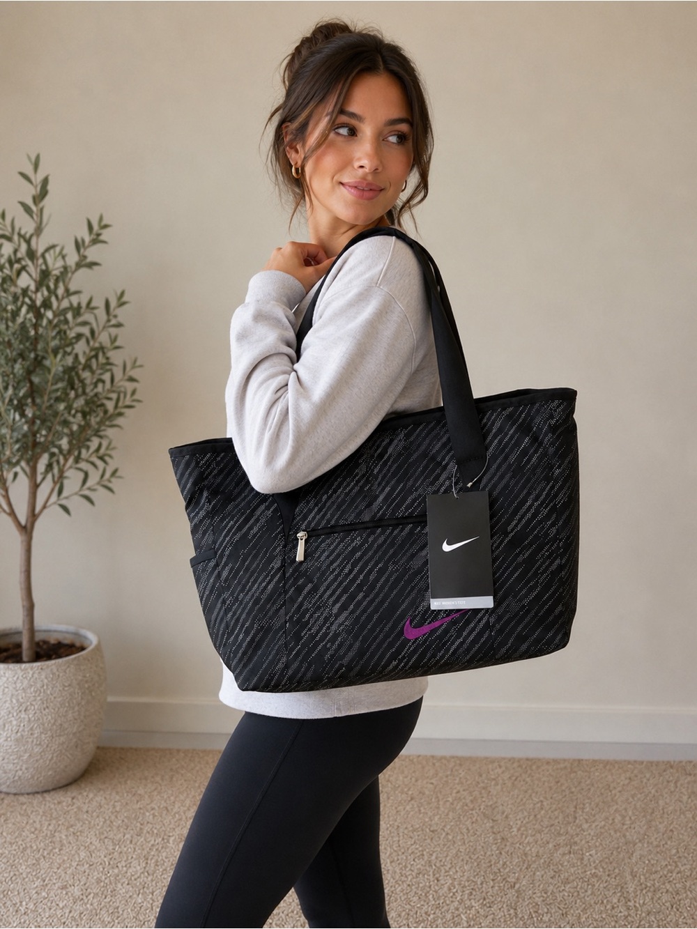 Nike Black Tote with Purple Swoosh New With Tags